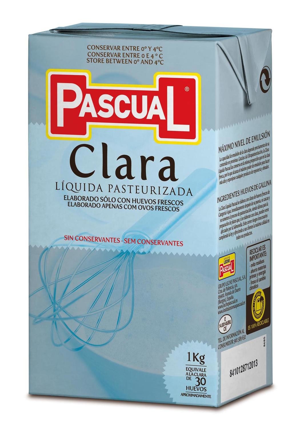 Clara líquida pasteurizada de PASCUAL.