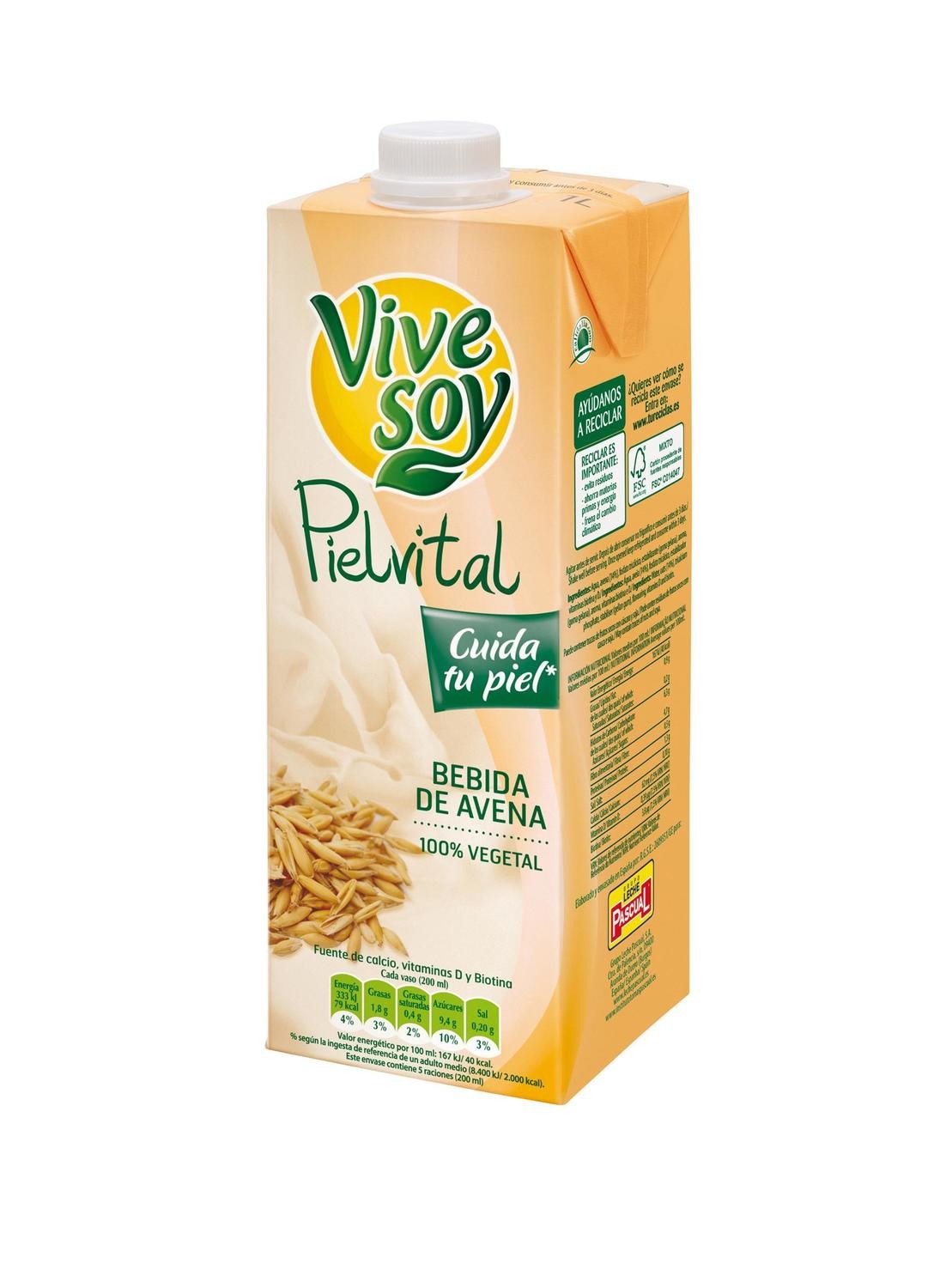 Bebida de avena piel vital VIVE SOY.
