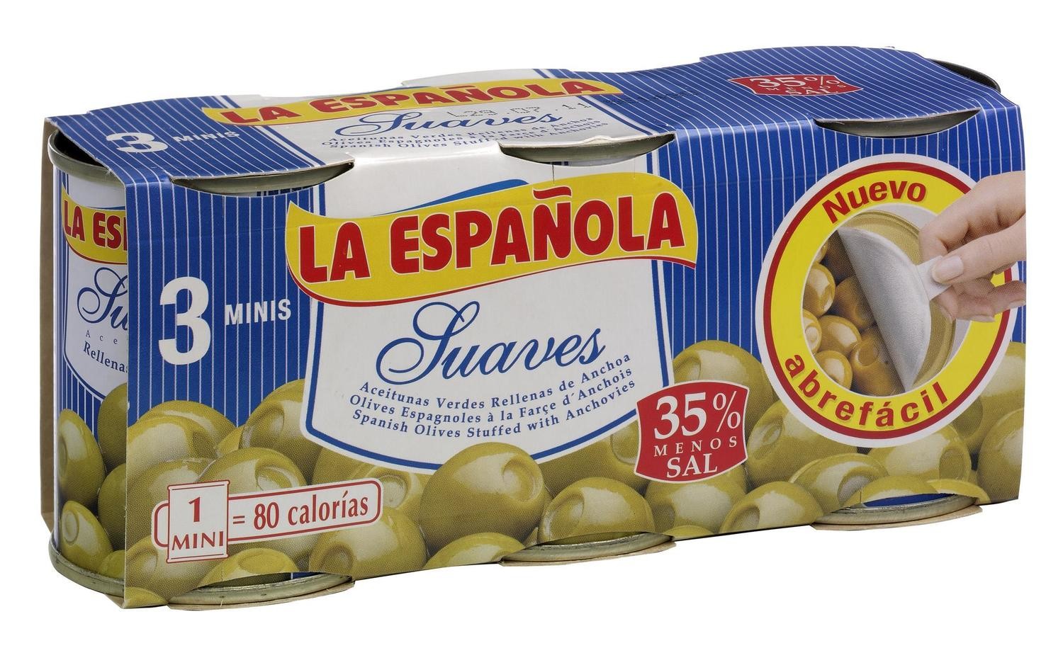 Aceitunas verdes rellenas de anchoa suaves LA ESPAÑOLA.