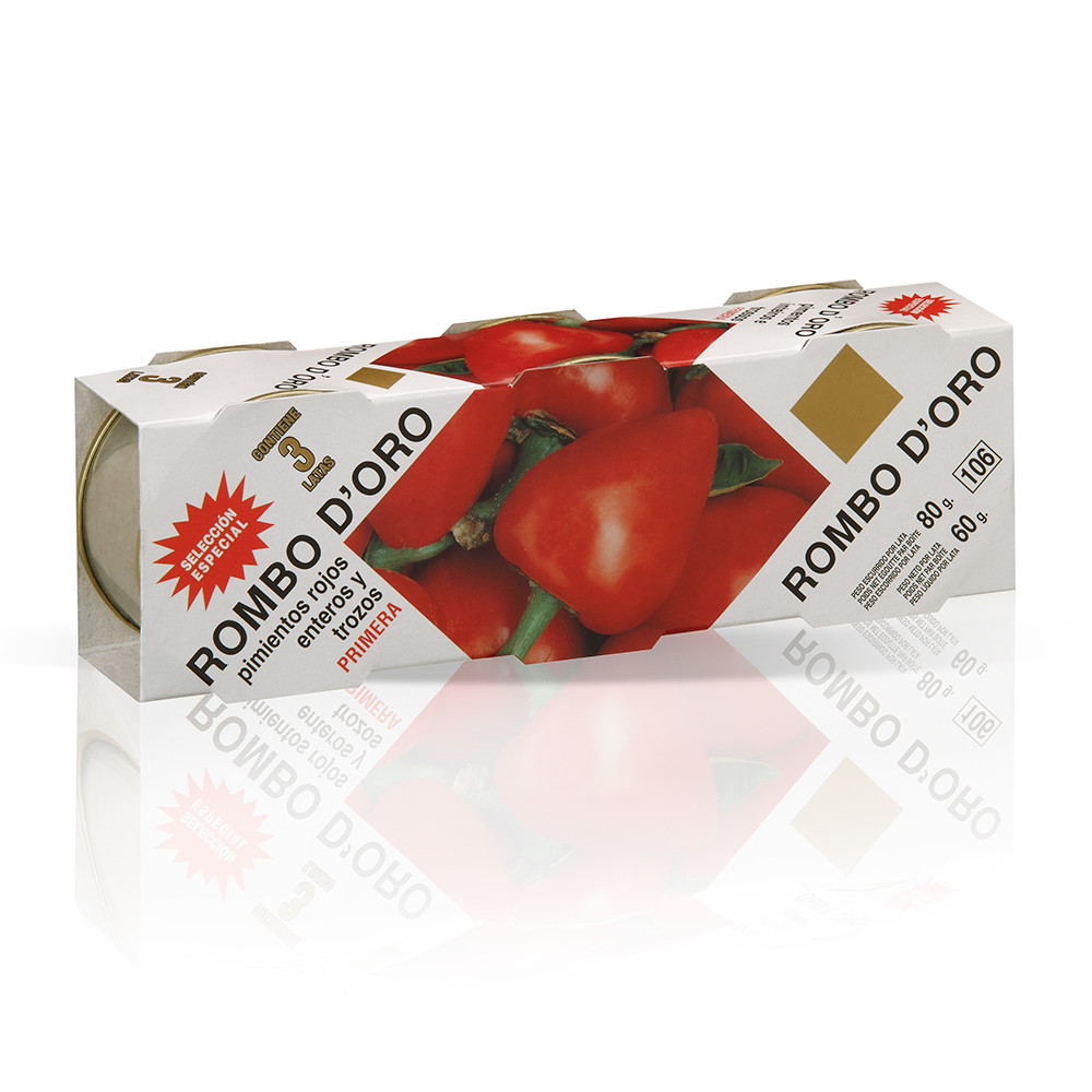Pimientos rojos enteros y trozos ROMBO D&#39;ORO.