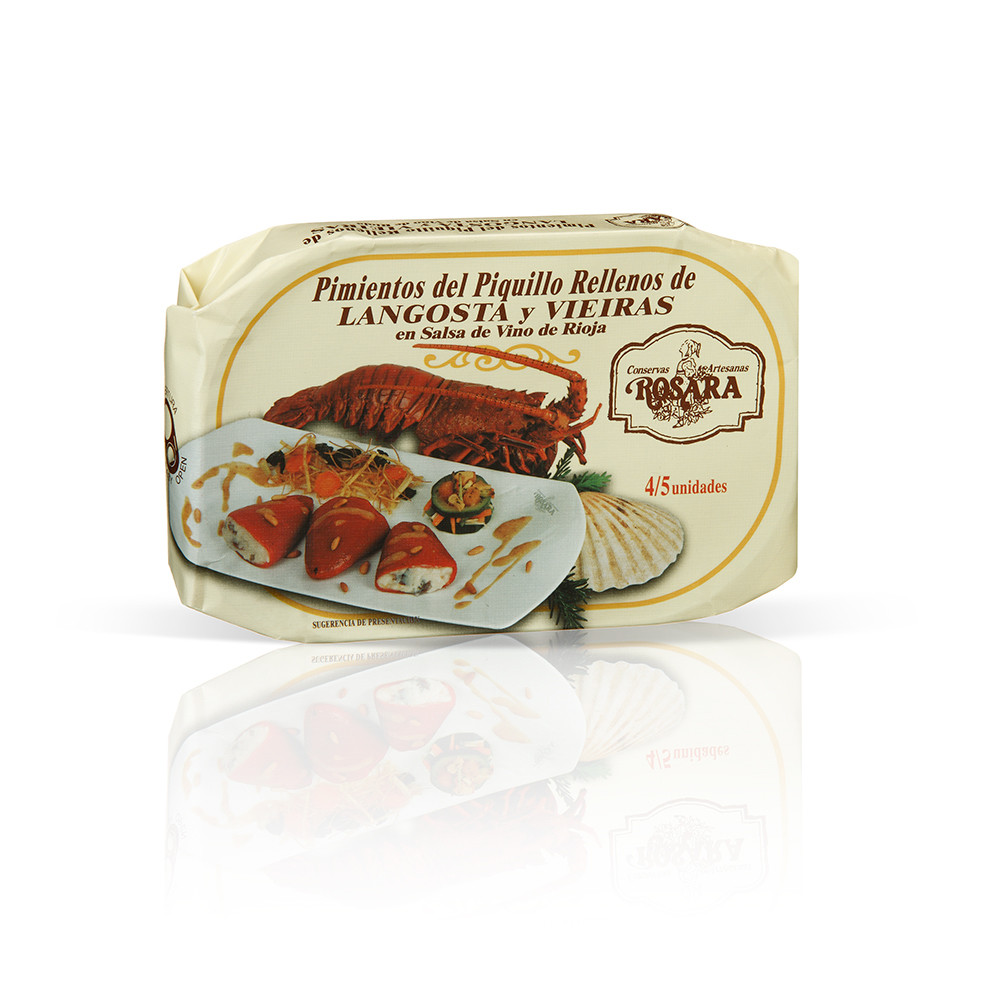 Pimientos del piquillo rellenos de langosta y vieiras ROSARA.