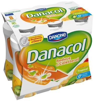 Yogur líquido sabor tropical DANACOL de DANONE.