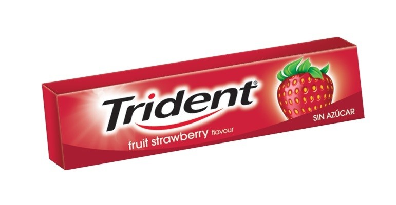 Chicles TRIDENT sabor fresa sin azúcar.
