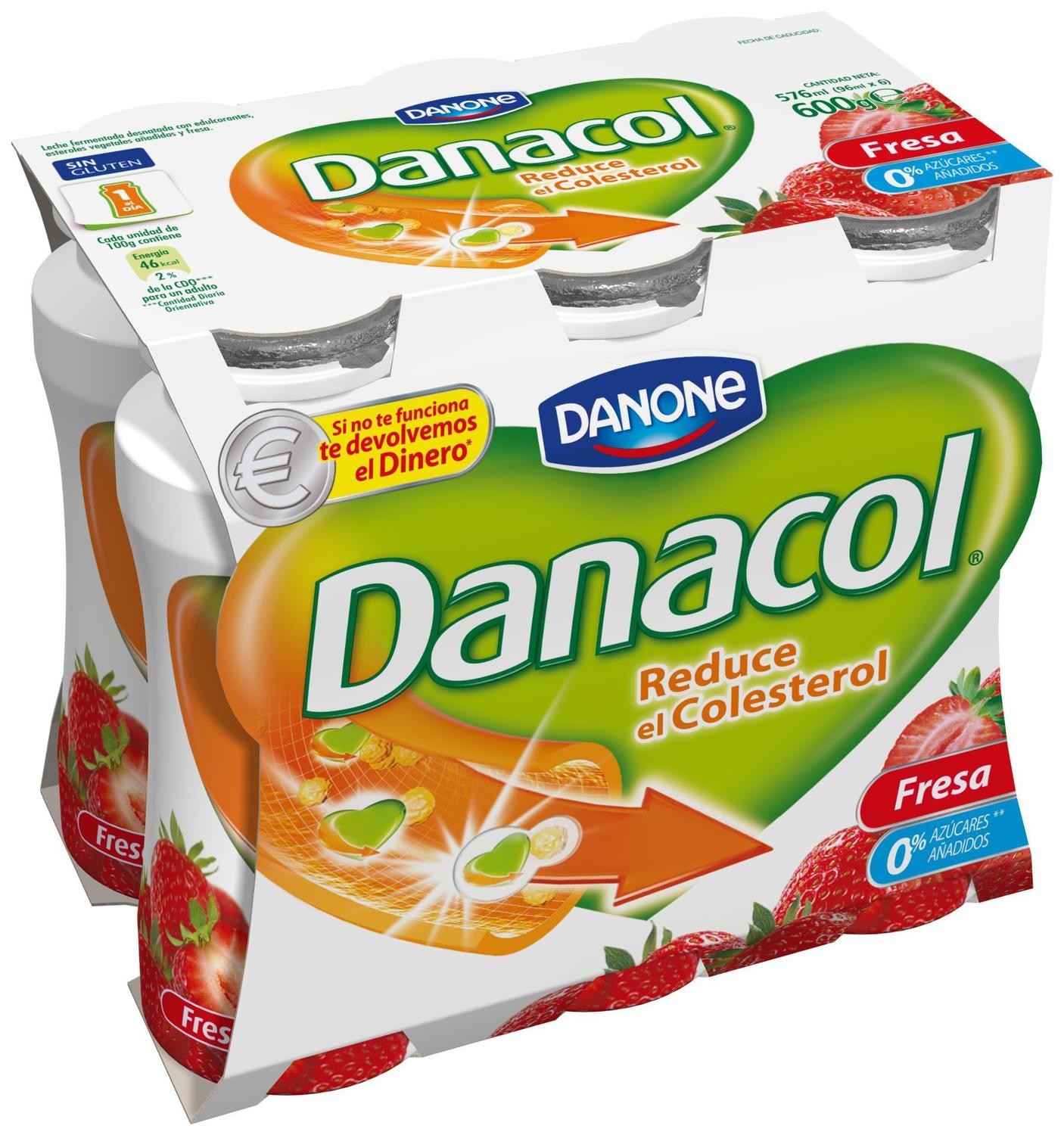 Yogur líquido sabor fresa DANACOL de DANONE.