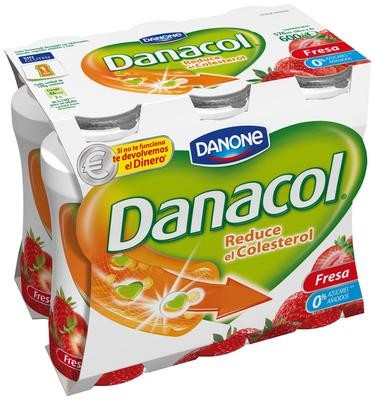 Yogur líquido sabor fresa DANACOL de DANONE.