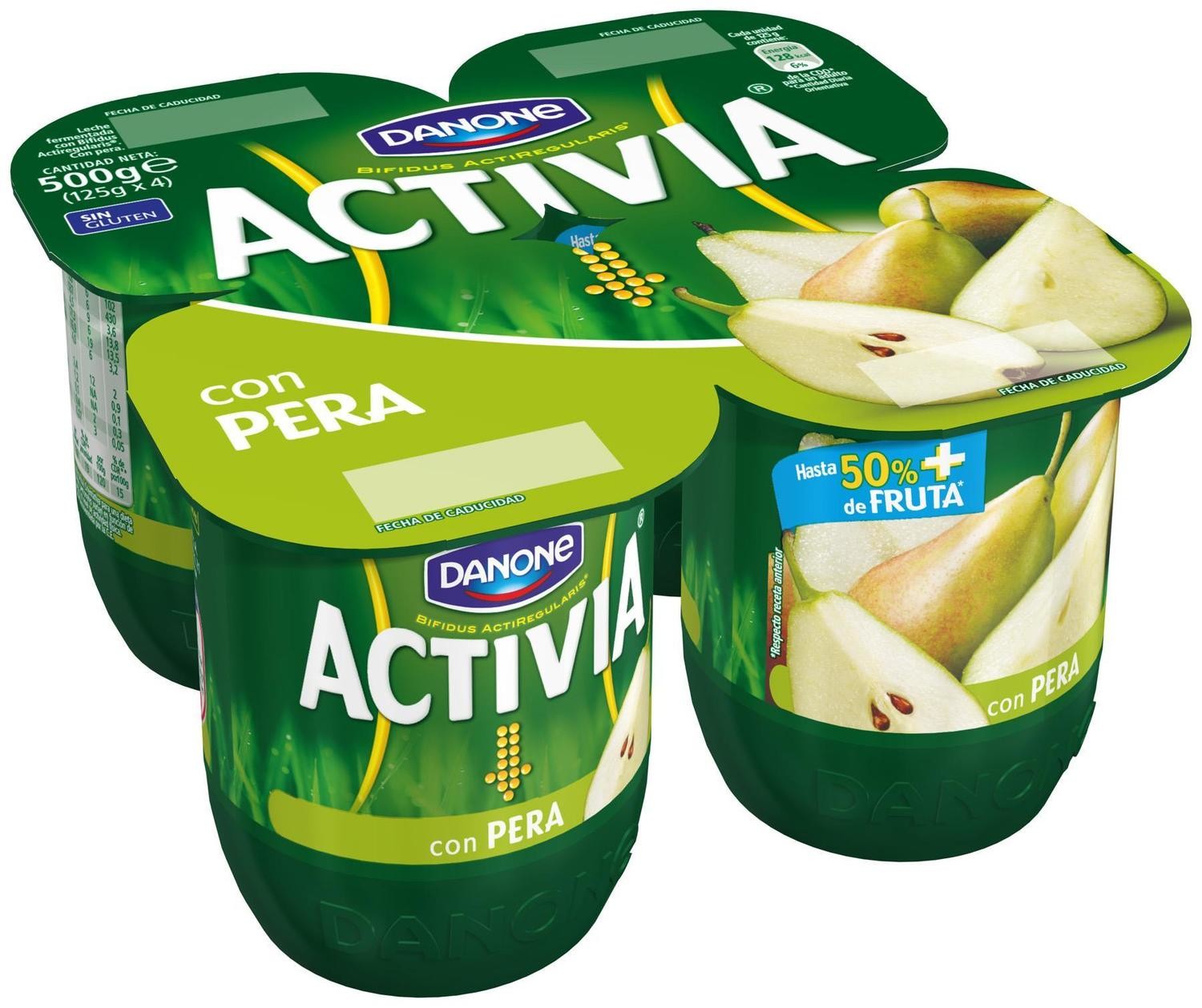 Yogur bífidus con pera ACTIVIA de DANONE.