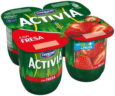Yogur bífidus con fresas ACTIVIA de DANONE.