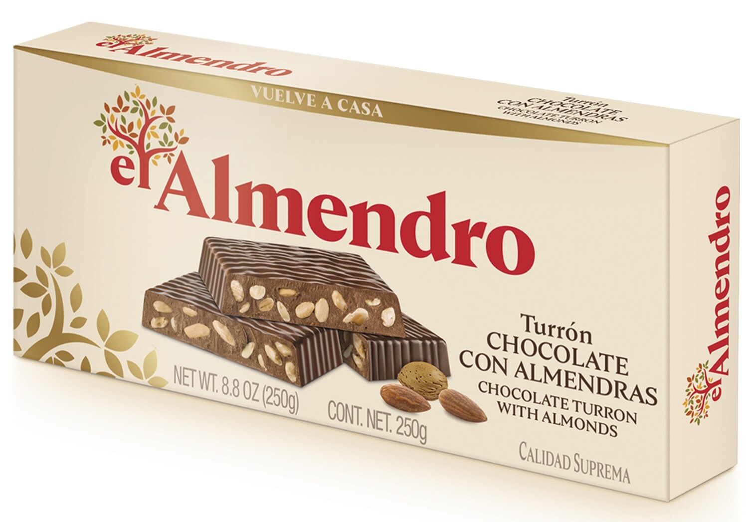 Turrón de chocolate con almendras EL ALMENDRO 250 g.