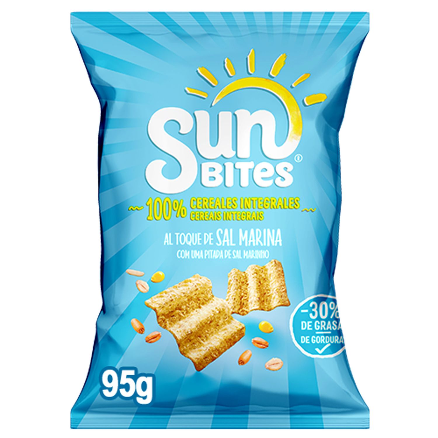 Snack 100% cereales integrales al toque de sal marina SUNBITES 95 g