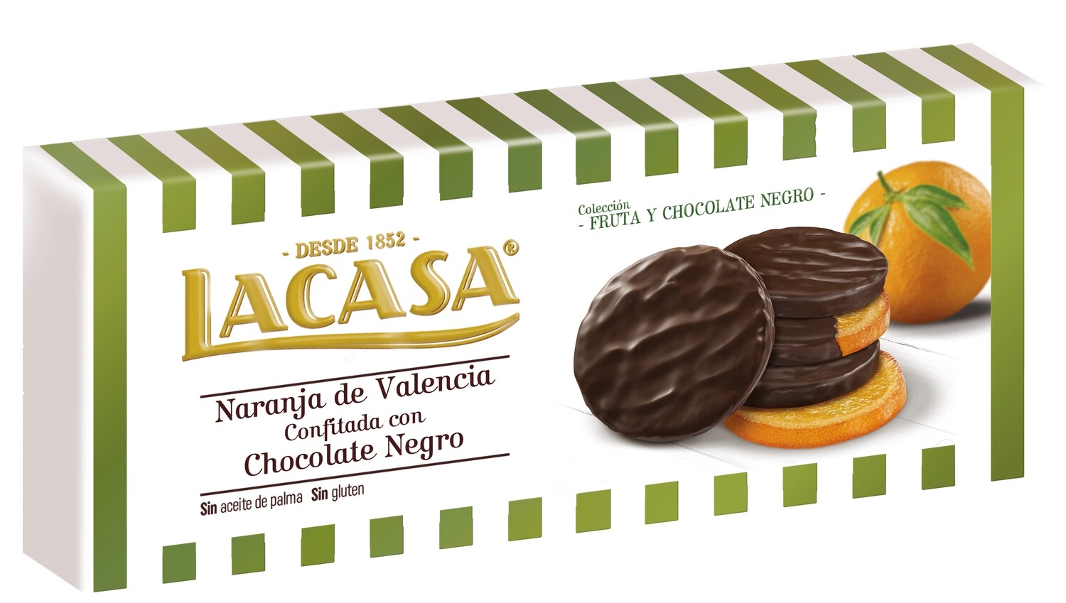 Naranja de Valencia confitada con chocolate negro LACASA 150 g.