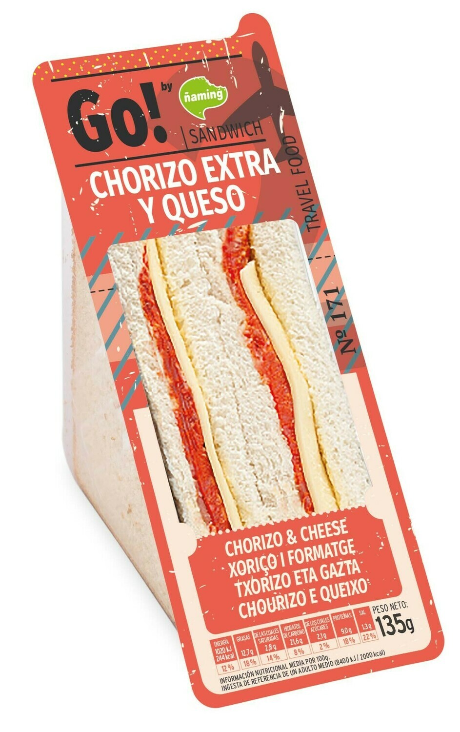 Sandwich de chorizo extra y queso GO! ÑAMING.