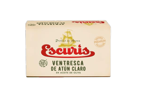 Ventresca de atún claro en aceite de oliva ESCURIS 111 g.