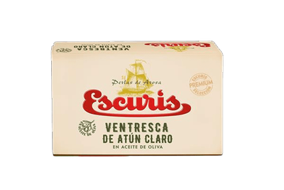 Ventresca de atún claro en aceite de oliva ESCURIS 111 g.