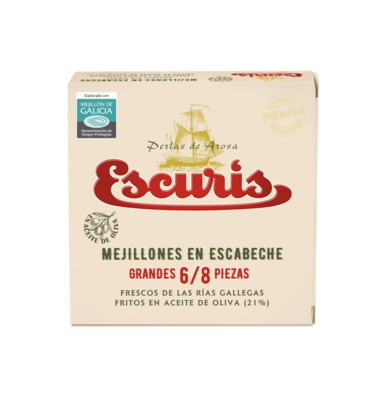 Mejillones en escabeche grandes 6-8 piezas ESCURIS.