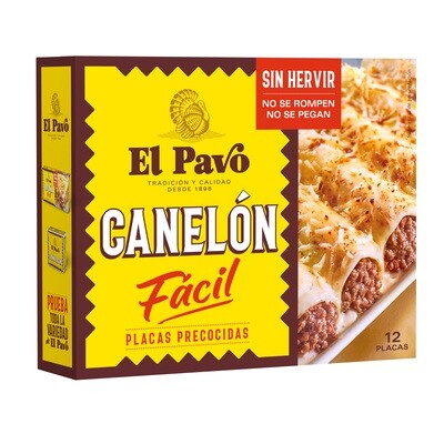 Canelones de placas precocidas EL PAVO.