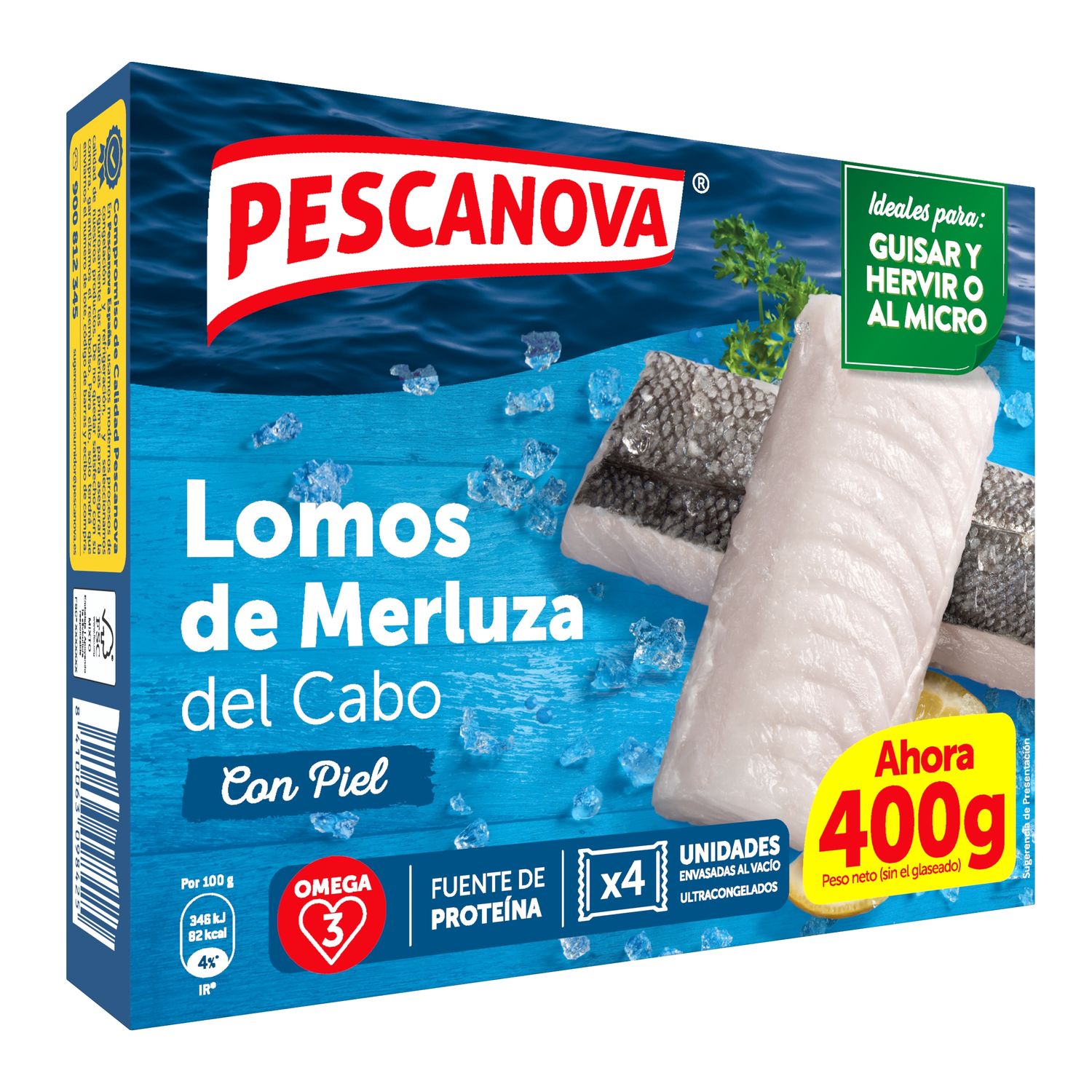 Lomos de Merluza del Cabo con piel PESCANOVA 400 g.