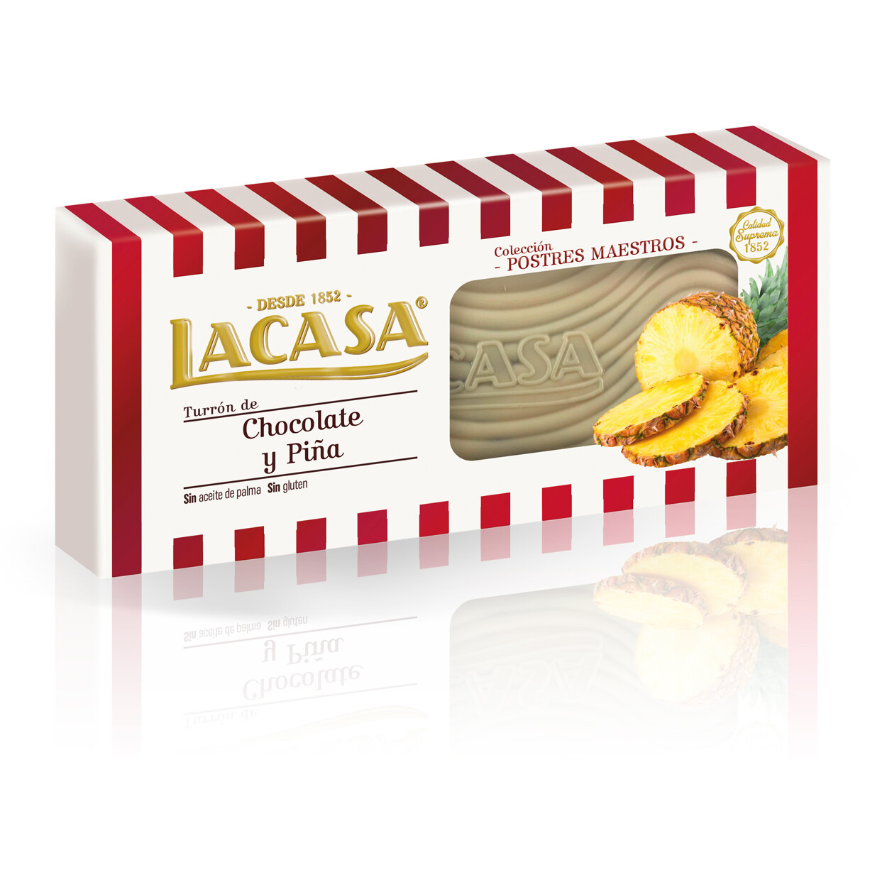 Turrón de praliné de chocolate y piña LACASA 225 g.