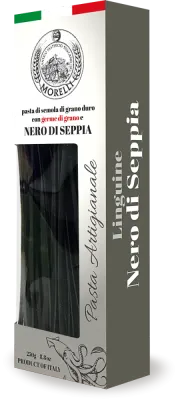 Linguine con germen de trigo y tinta de sepia MORELLI 250 g.
