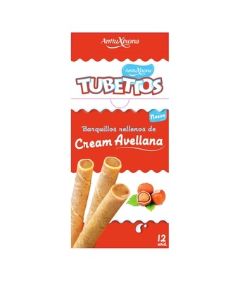 Barquillos rellenos de cream avellana Tubettos ANTIU XIXONA 75 g 12 ud