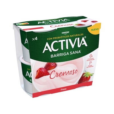Yogur cremoso fresa barriga sana ACTIVIA de DANONE 4 ud.