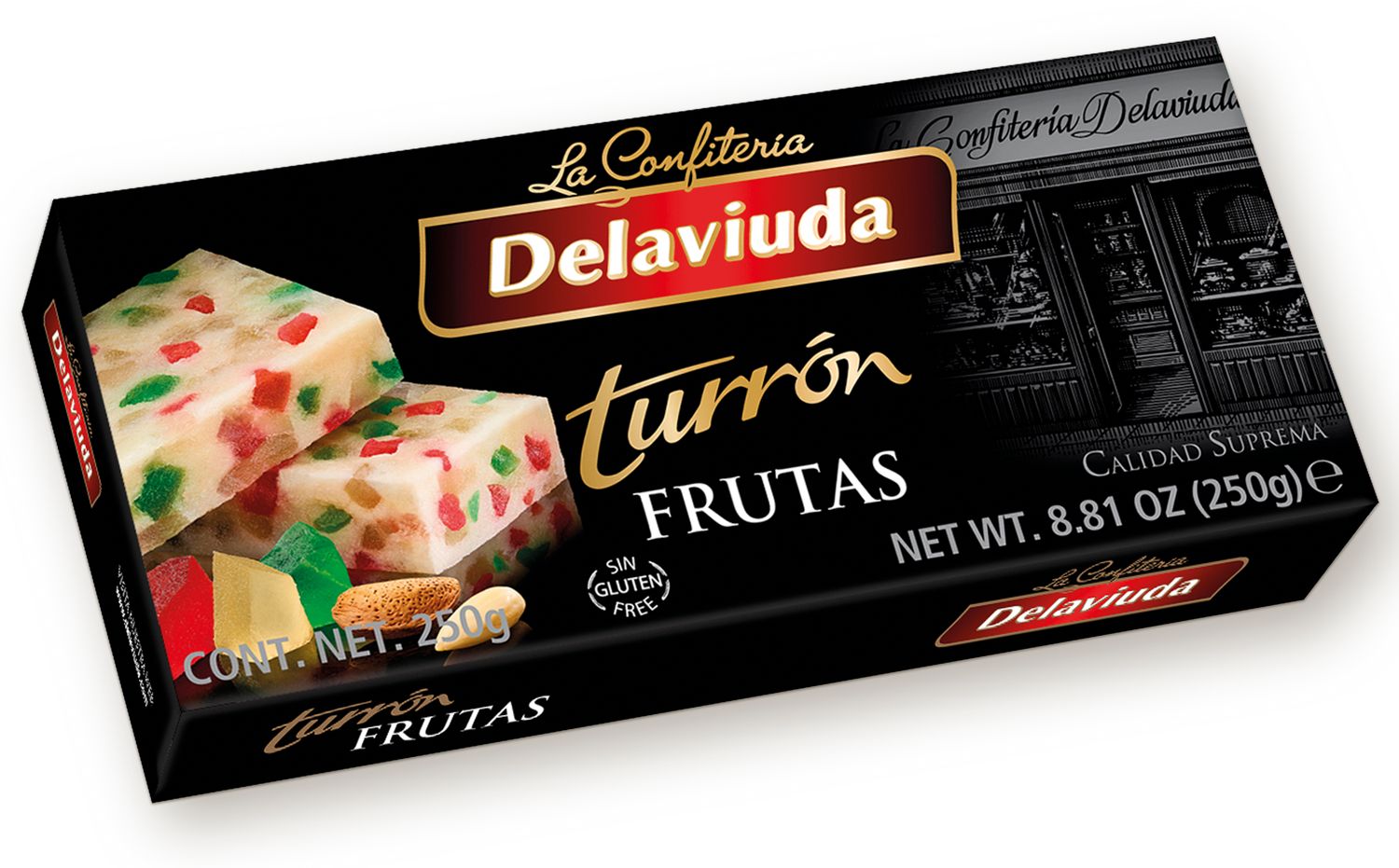 Turrón frutas DELAVIUDA 250 g.