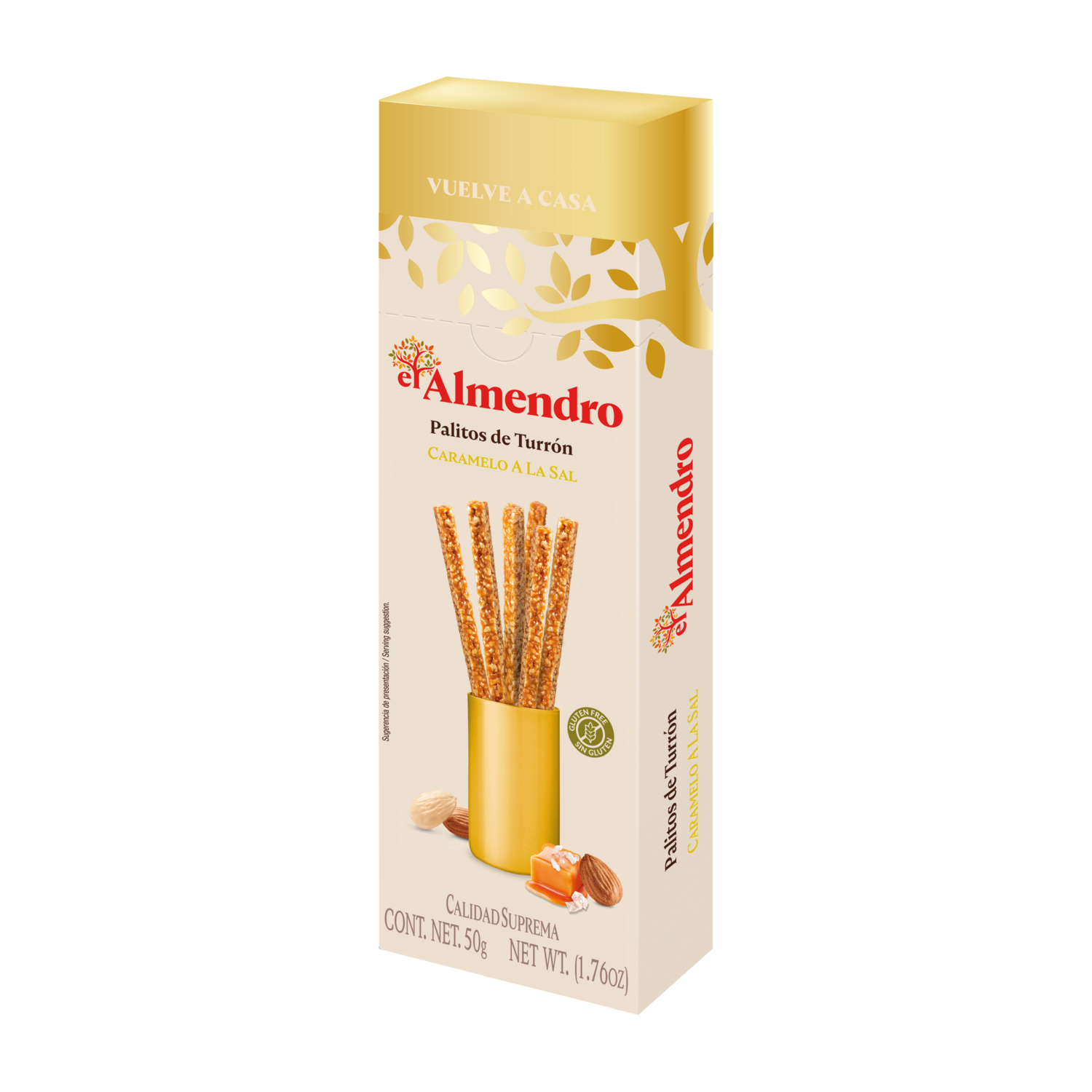 Palitos de turrón caramelo a la sal EL ALMENDRO 50 g.