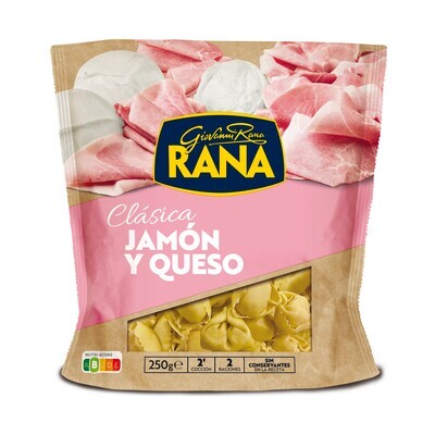 Tortellini relleno de jamón y queso RANA 250 g.
