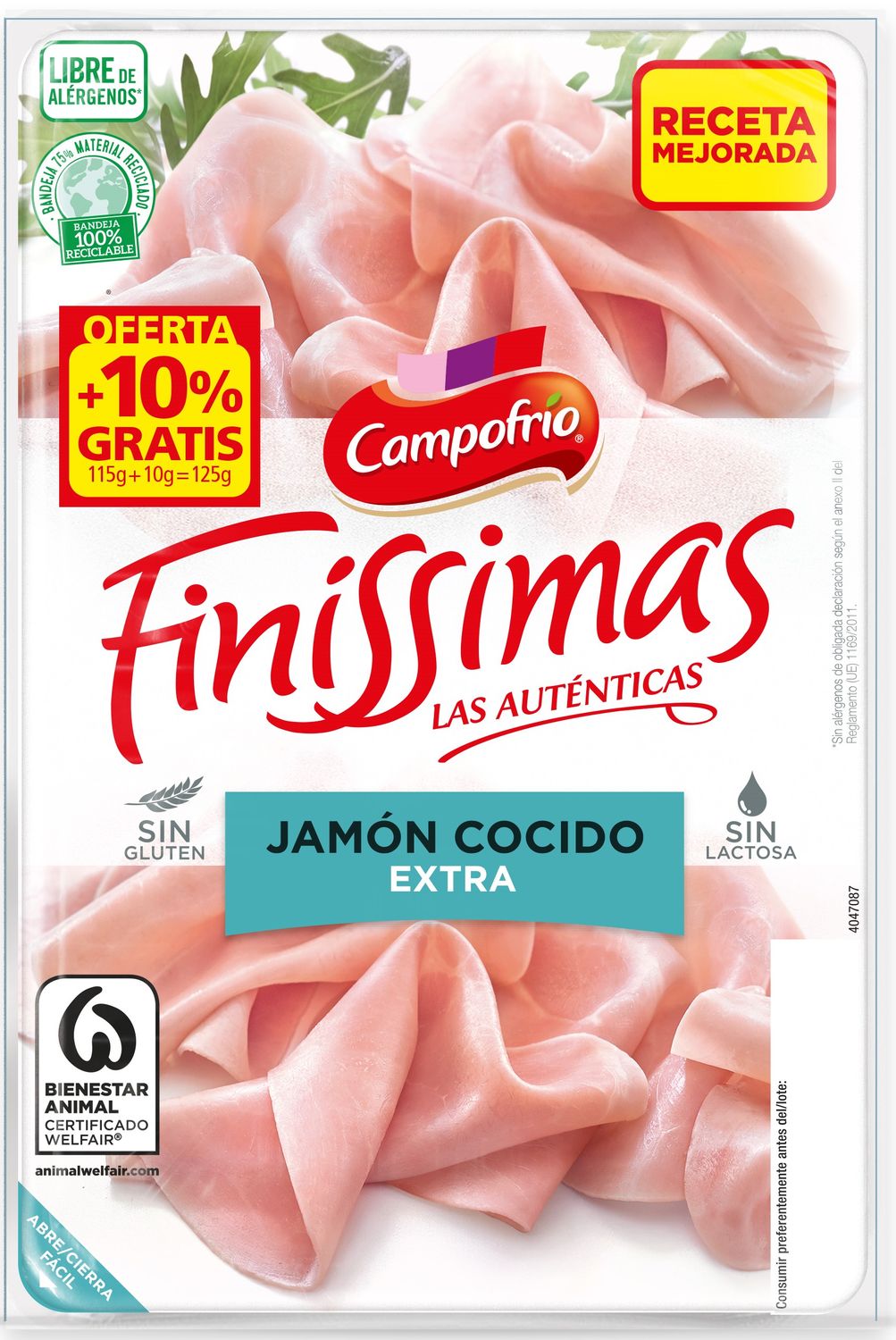 Finissimas de jamón cocido extra de CAMPOFRÍO 125 g.