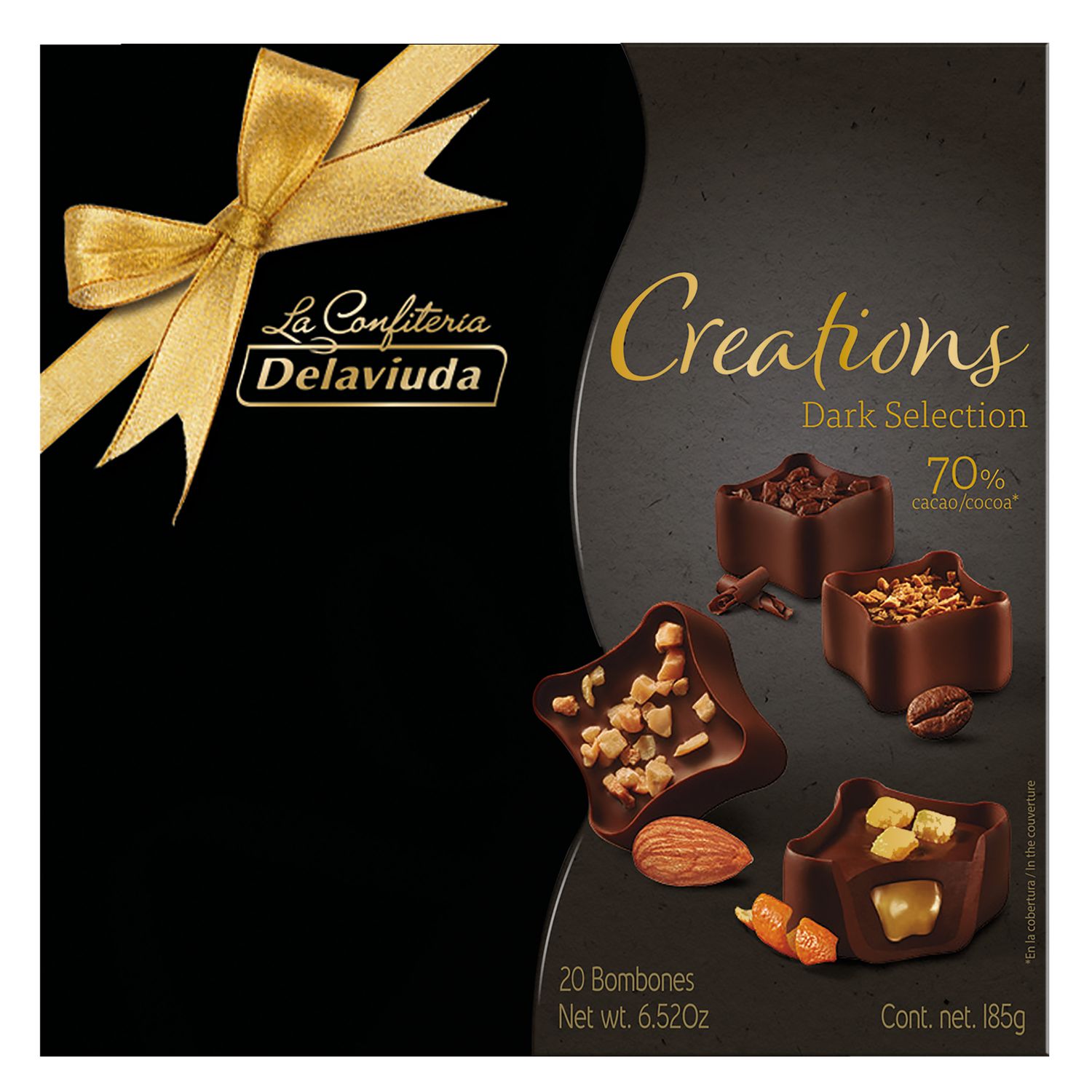 Bombones creations dark selection 70% cacao DELAVIUDA 185 g.