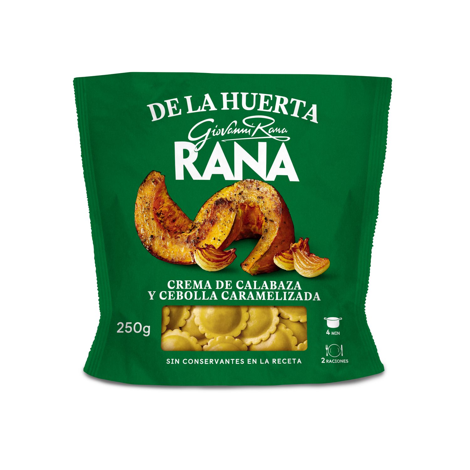 Pasta rellena de crema de calabaza y cebolla caramelizada GIOVANNI RANA 250 g.