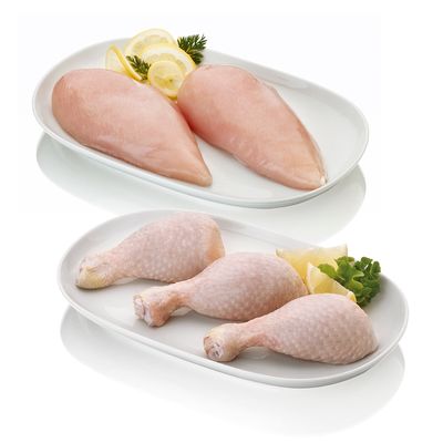Oferta: 1 kg de filetes de pechuga de pollo + 1 kg de jamoncitos