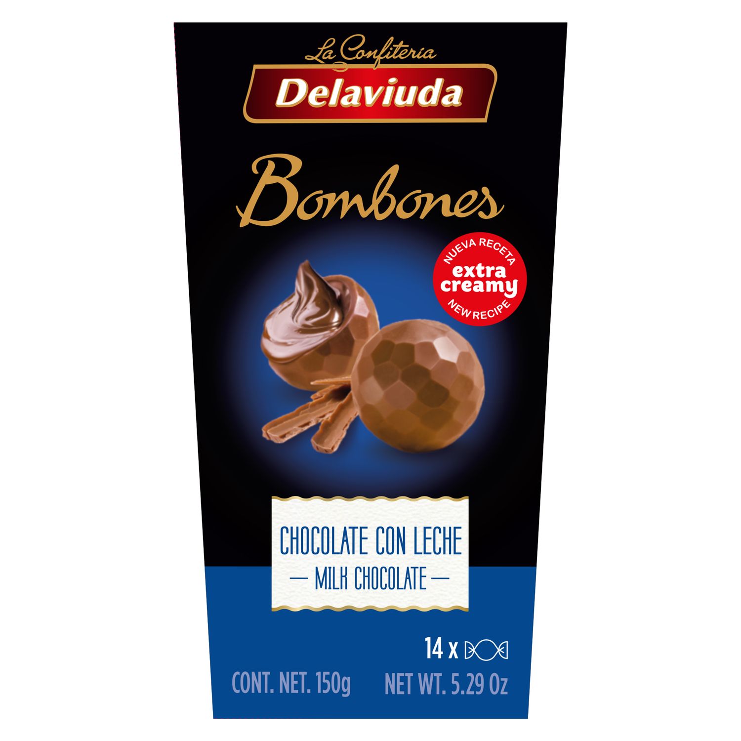 Bombones chocolate con leche DELAVIUDA 150 g.