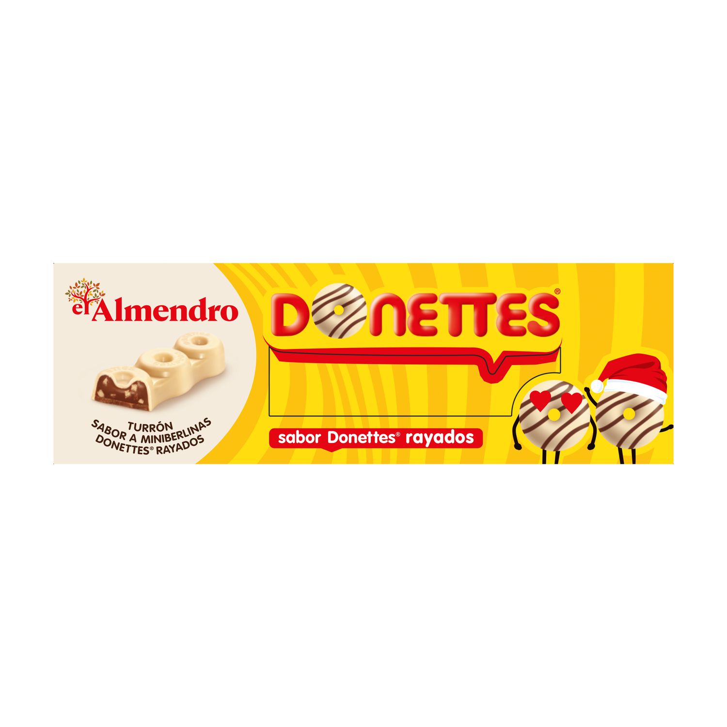 Turrón de chocolate donettes rayados EL ALMENDRO 150 g.