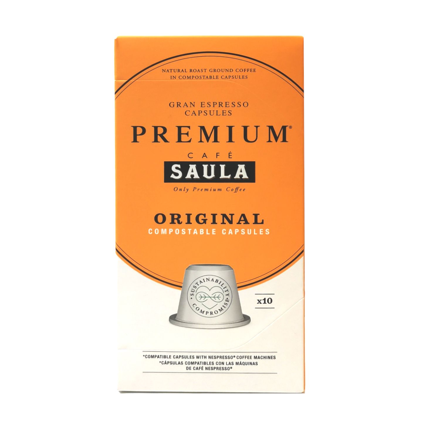 Café en cápsulas gran espresso premium original SAULA 10 ud.