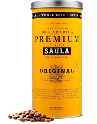 Café en grano lata 100% arábica premium original SAULA 500 g.