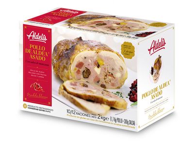 Pollo de aldea asado con salsa de manzana ALDELIS 10/12 rac. 2 Kg.