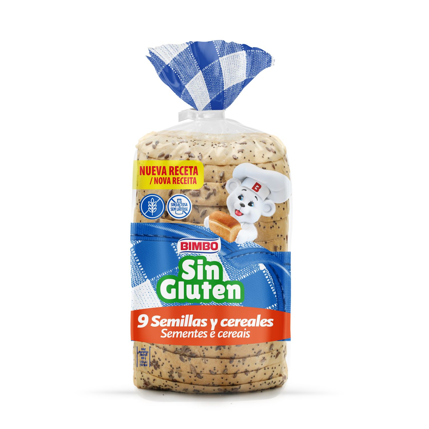 Pan de molde semillas y cereales sin gluten BIMBO 375 g.