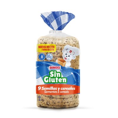 Pan de molde semillas y cereales sin gluten BIMBO 375 g.