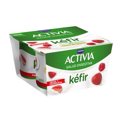 Kéfir fresa y frambuesa ACTIVIA de DANONE 4x125 g.
