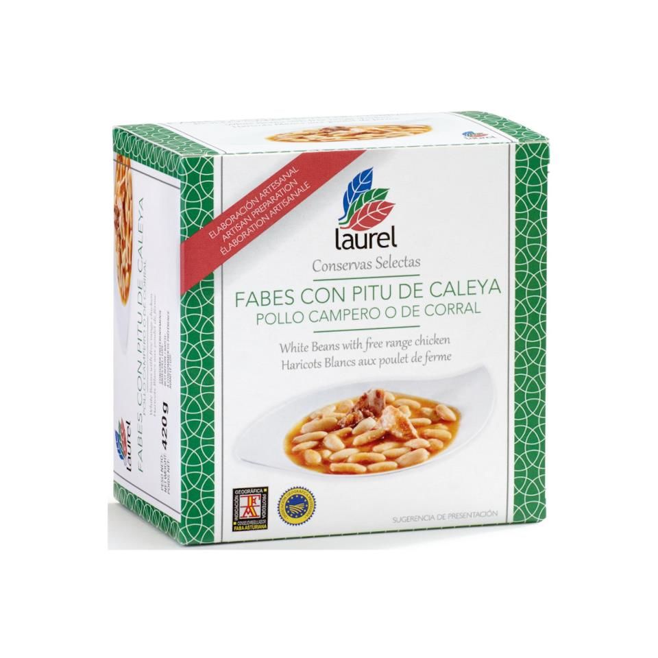 Fabes con pitu de caleya con pollo campero CONSERVAS SELECTAS LAUREL 420 g.