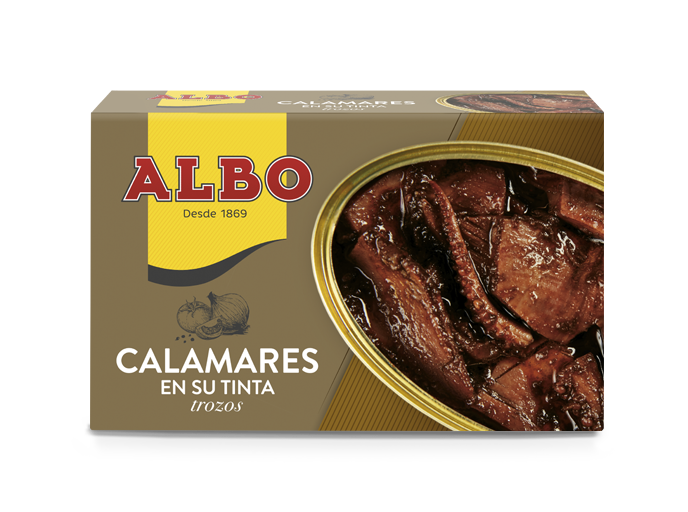 Calamares en su tinta en trozos ALBO 112 g.