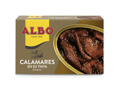 Calamares en su tinta en trozos ALBO 112 g.