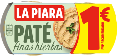 Paté finas hierbas LA PIARA 2x75 g.