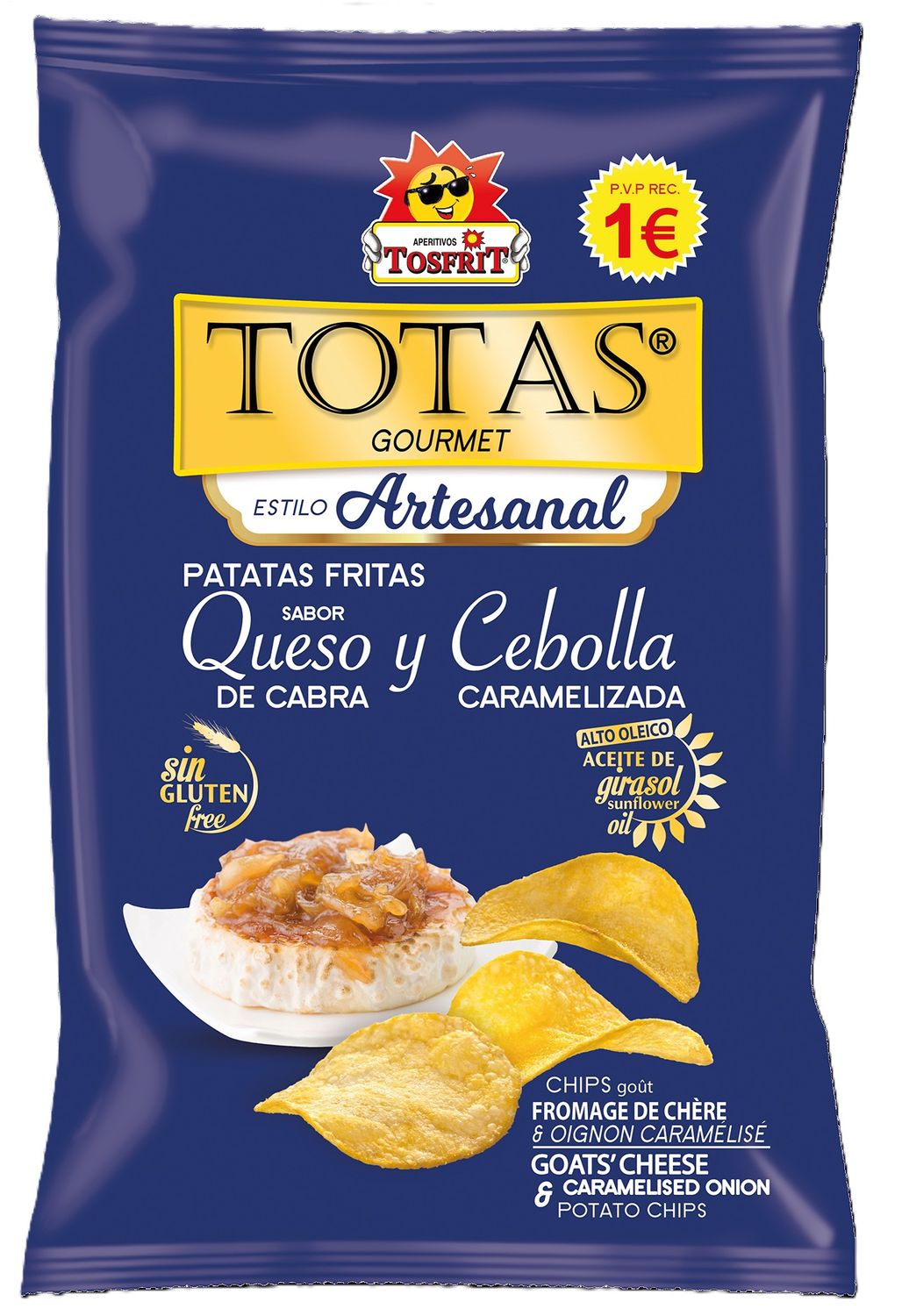 Patatas fritas sabor queso de cabra y cebolla caramelizada TOTAS de TOSFRIT 100 g.