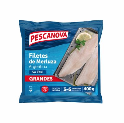 Filetes de merluza argentina sin piel grandes PESCANOVA 400 g.