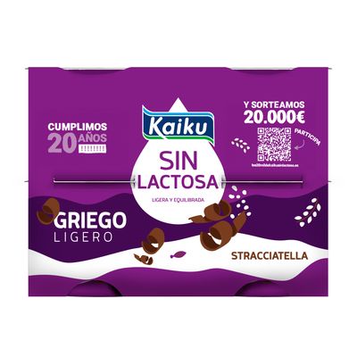 Yogur griego stracciatella sin lactosa KAIKU 4x90 g.