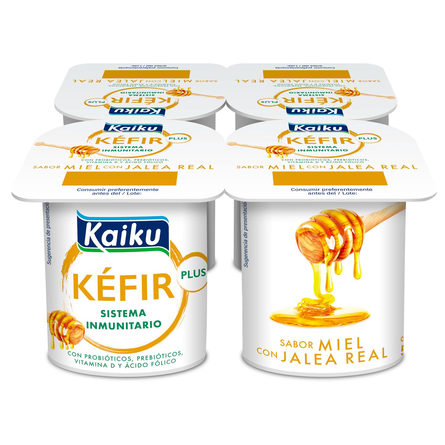 Kéfir sabor miel con jalea real KAIKU 4x125 g.