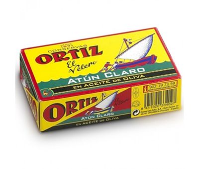 Atún claro en aceite de oliva CONSERVAS ORTIZ 112 g.