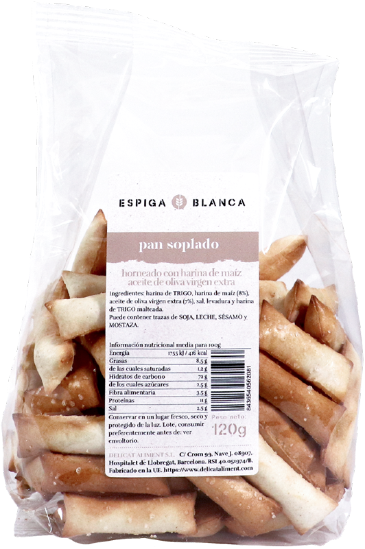 Pan soplado maxi ESPIGA BLANCA 120 g.