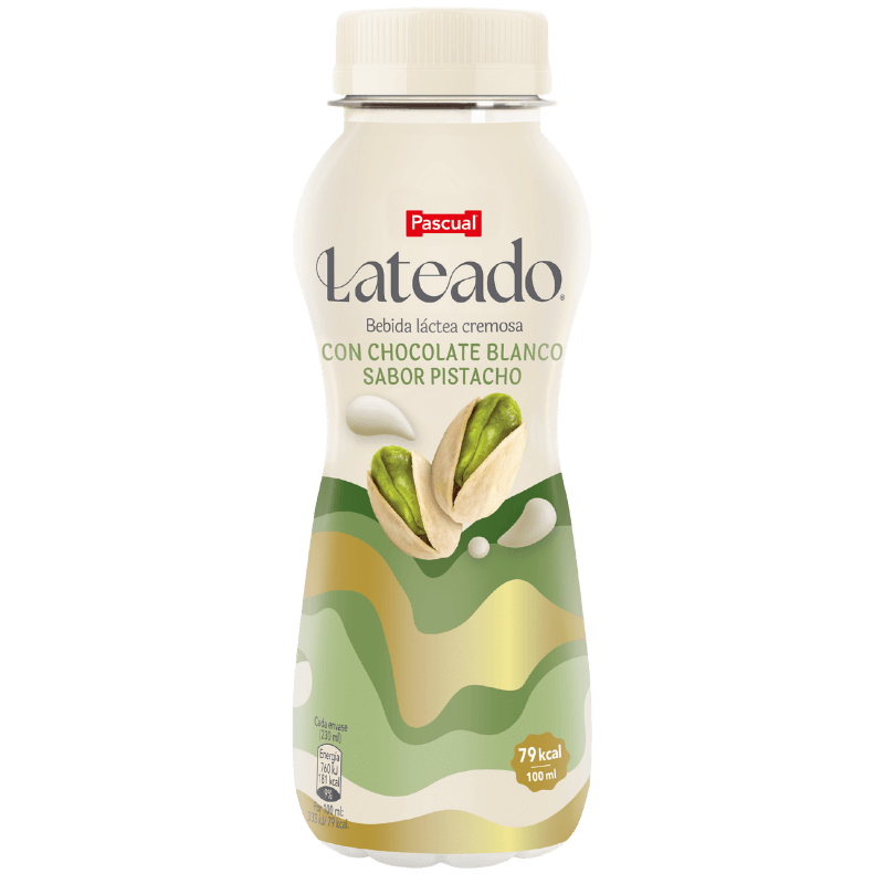 Lateado con chocolate blanco sabor pistacho PASCUAL 230 ml.